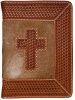 3D Belt Company BI133 Tan Bible Cover with Tooled Cross and Studs